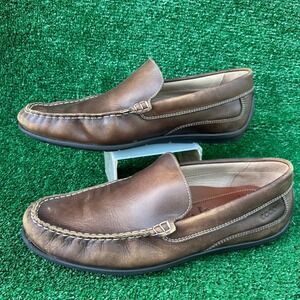 ECCO Mens Brown Leather Moc Toe Slip On Loafers Shoes 571004 Size 46